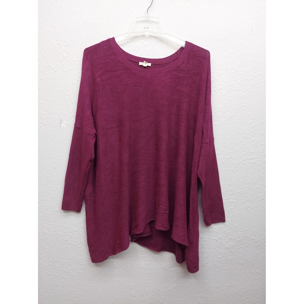 Eileen Fisher Tunic Sweater Womens 2X Burgundy Soft Oversized Stretchy Lagenlook
